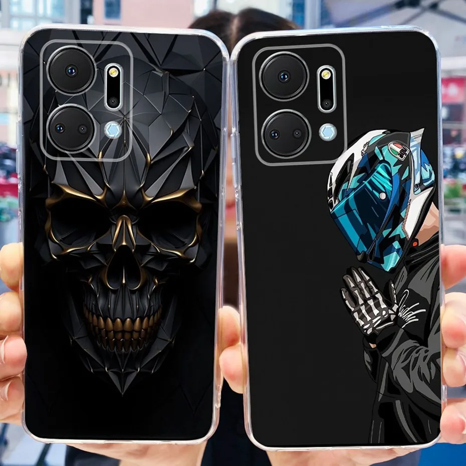 For Honor X7a Fashion Dragon Metal Style Pattern Silicone Cases Cover For HonorX7a X 7A 4G RKY-LX1 LX2 LX3 Soft TPU Phone Case