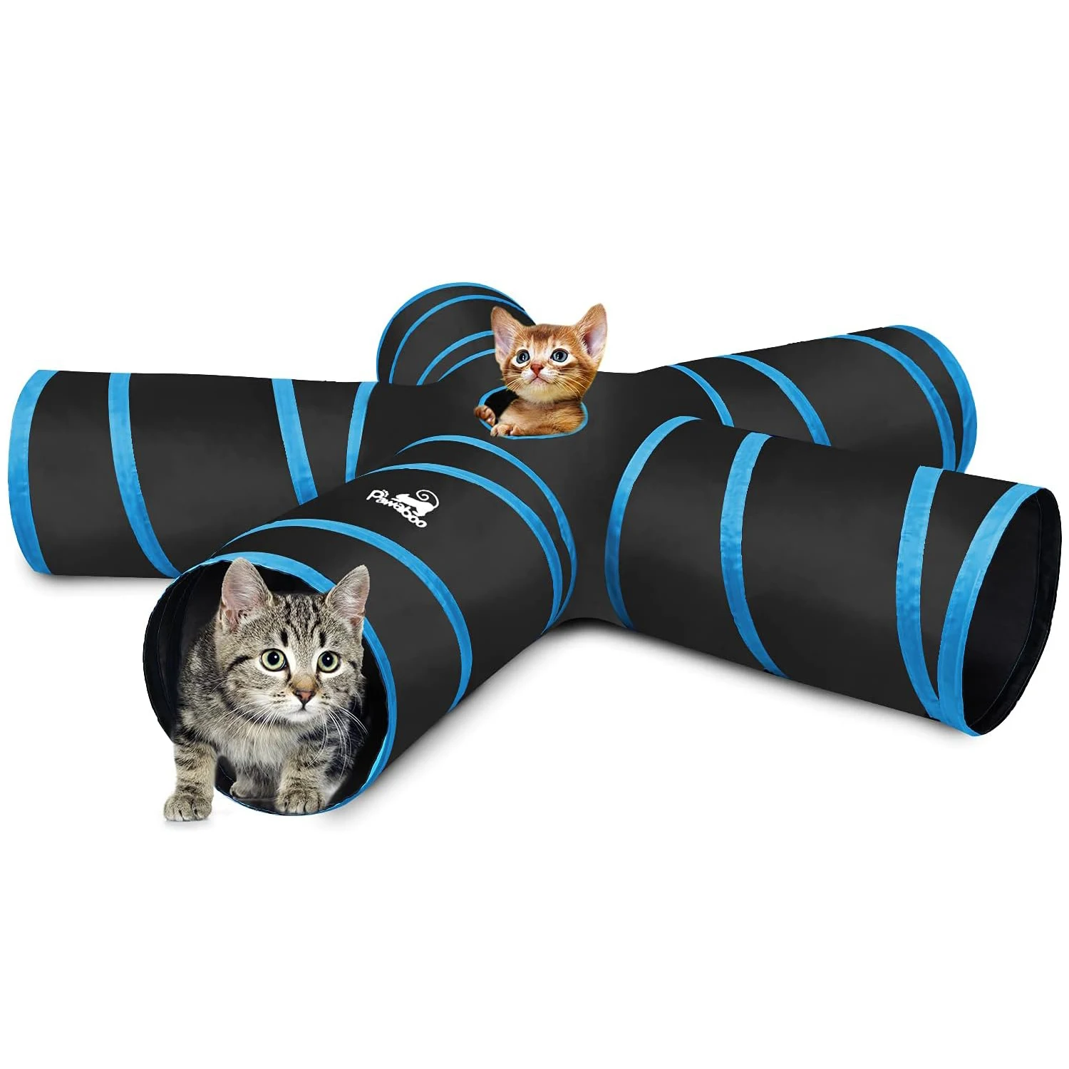 

Pawaboo Игрушки для кошек Туннель для кошек Расширяемая складная игровая палатка Интерактивная игрушка Лабиринт Кошачий домик с шариками и колокольчиками для кошек