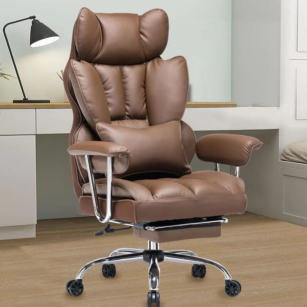 

Desk Office Chair, Big and Tall Office Chairs, PU Leather Ergonomic Computer Chair with Leg Rest and Lumbar Support, Game Chairs