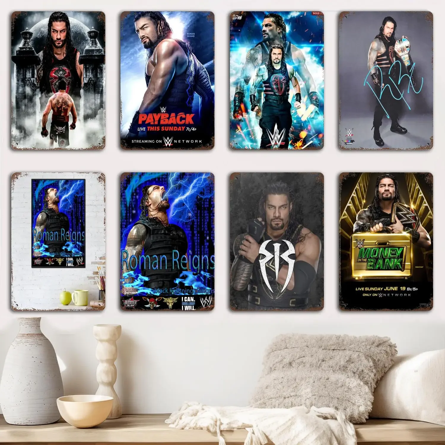 roman reigns Wrestler Metal Signs wall decor Vintage Tin Signs Captain Metal Poster Decor for Bar Pub Club Wall Decoration