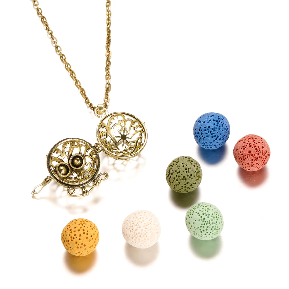 1PCS/Lot Mexico Chime Perfume Bead Ball For Aromatherapy Lockets Necklace Accessories 16mm Colorful Volcanic Stone Ball Jewelry