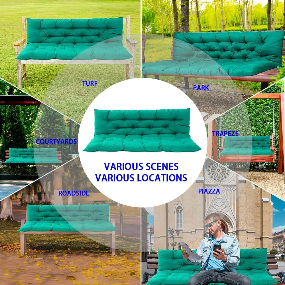 Outdoor Patio Porch Swing Use, Waterproof Three Seat Swing Replacement Cushions, Aquamarine Color, 70 x 40 in - view 5