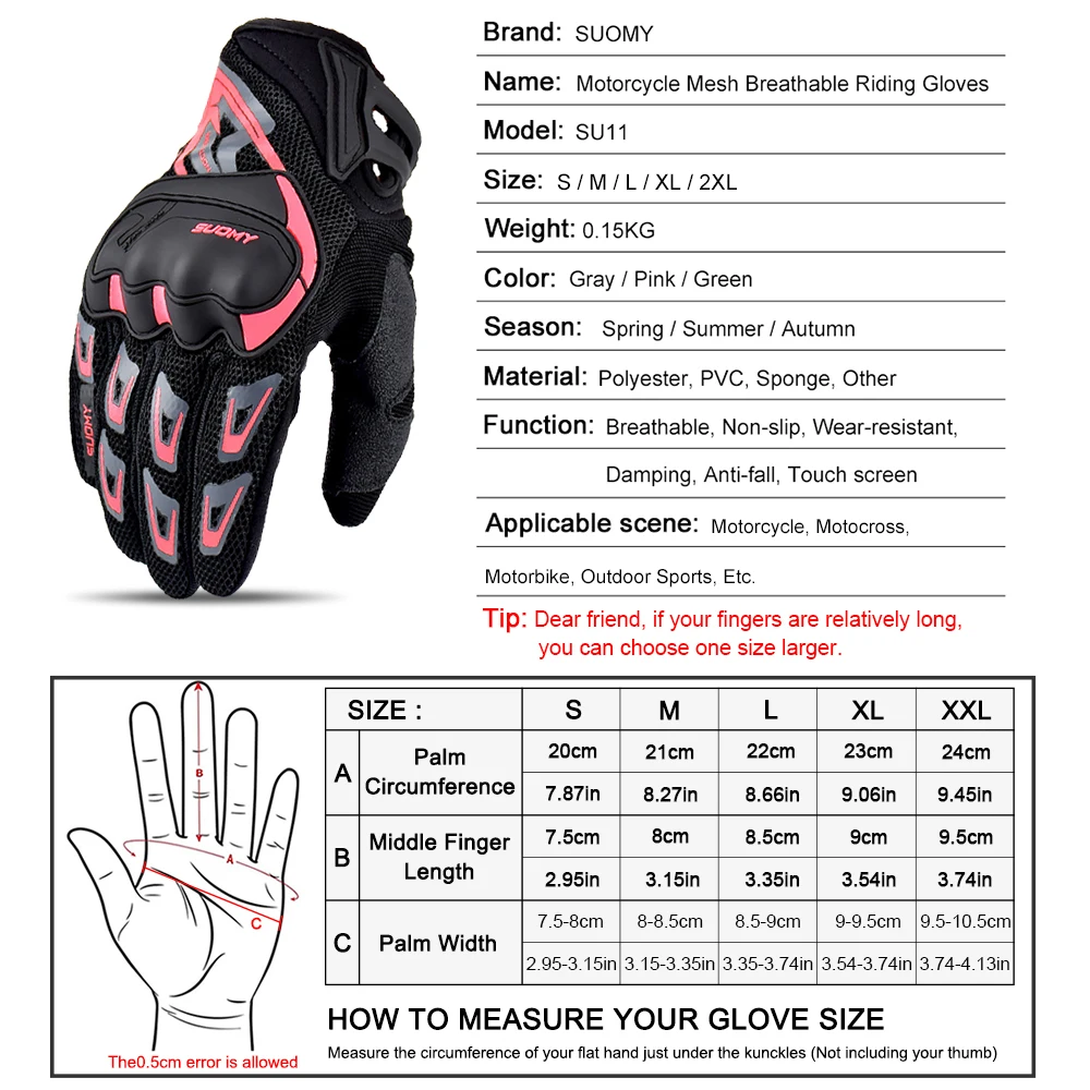 Suomy Motorcycle Gloves Summer Mesh Breathable Moto Gloves Men Women Touch Screen Motocross Gloves Touch Screen Cycling Gloves image 5