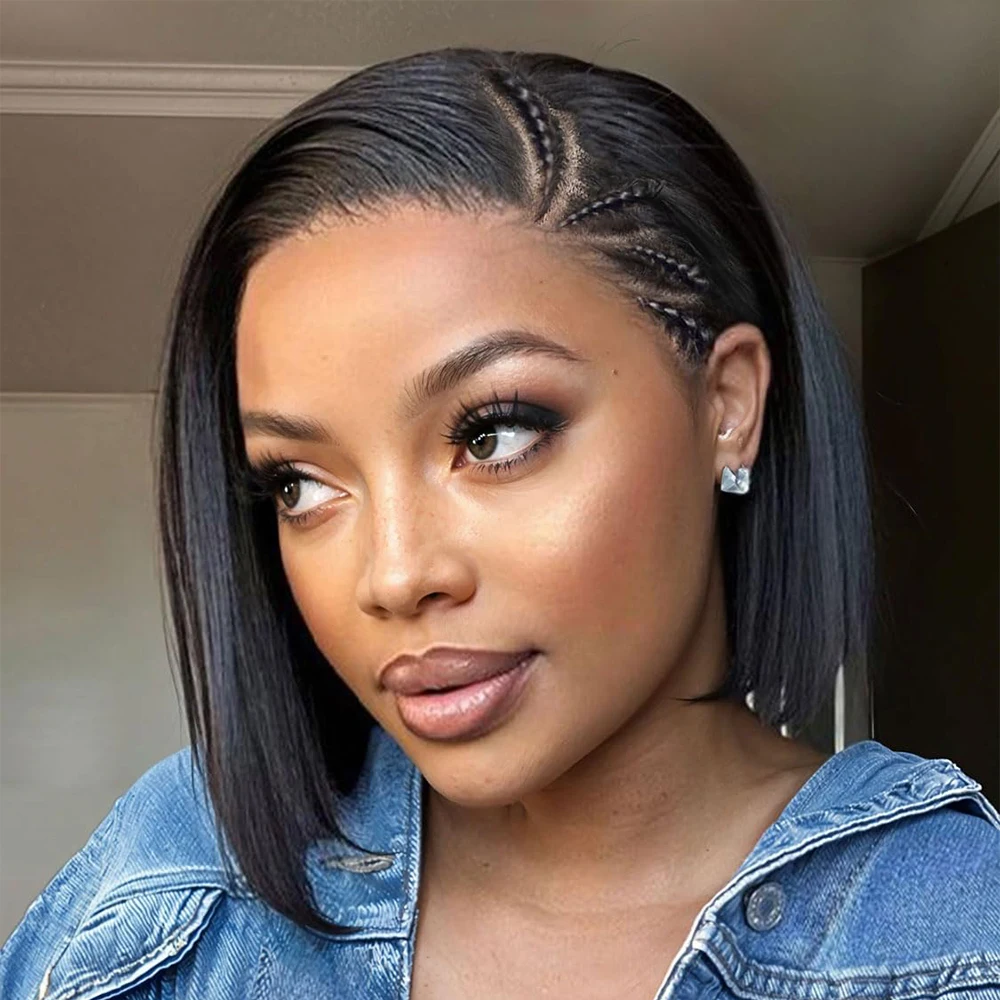 

Glueless Wig Human Hair Ready To Wear Short Bob Straight Lace Front Wigs 13X6 Human Hair 7x5 Pre Cut Lace Wig Bob Wig Preplucked