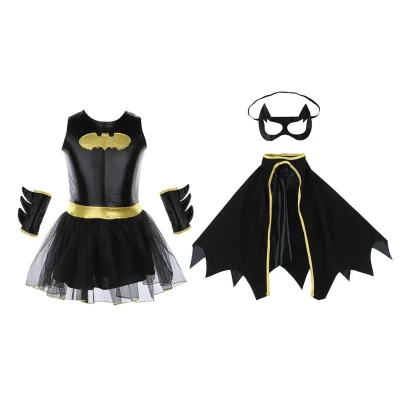 Bambini Ragazze Bat Man Batgirl Fancy Dress Tutu Supereroe Cosplay Costume di Halloween Abiti Comic Masquerade Sera Super Man