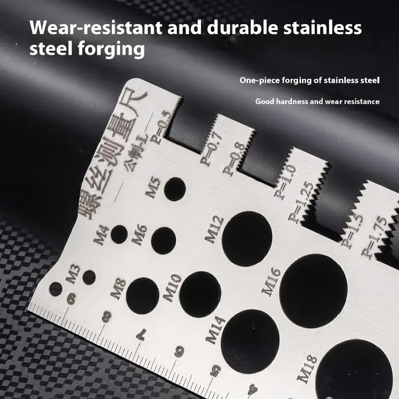 

BoltNut Metric Machining Threads Screw Cutting Gauge Angle Model Measuring Screw Thread Pitch Gauge Ruler Measuring Tool