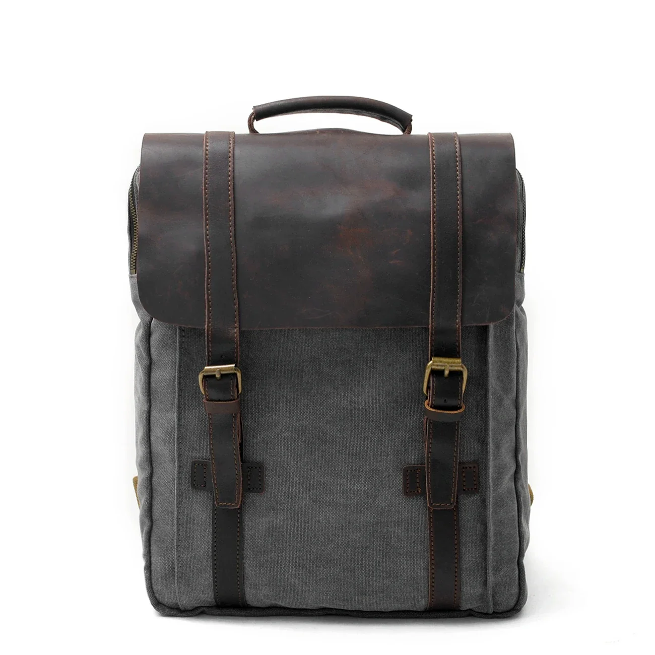 Canvas leather backpack casual bag college student computer bag hit color female designer female school bag backpack women