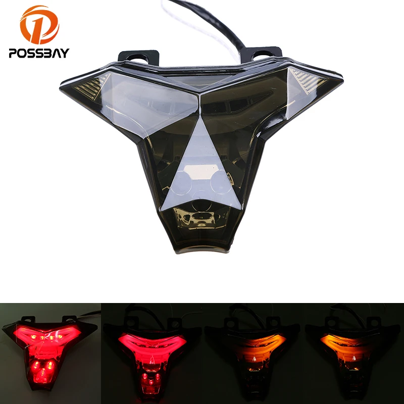 

POSSBAY Motorcycle Tail Light LED Rear Brake Taillight Turn Signal Cafe Racer Moto Stop Lights For KAWASAKI Z1000 2014 2015 2016