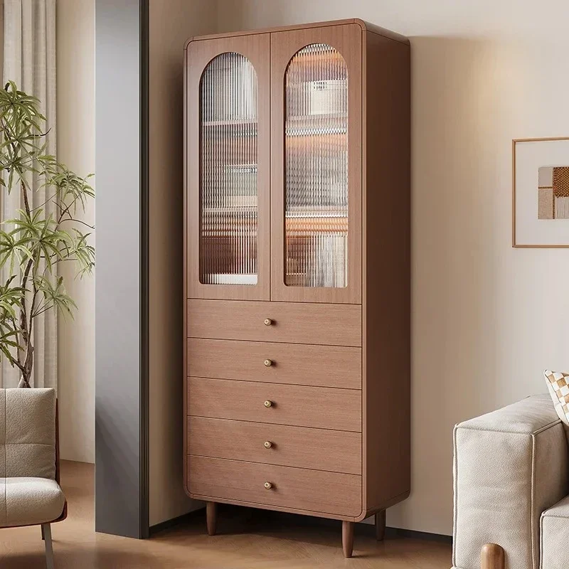 medieval solid wood with glass door storage living room household dust display cabinet study cabinet