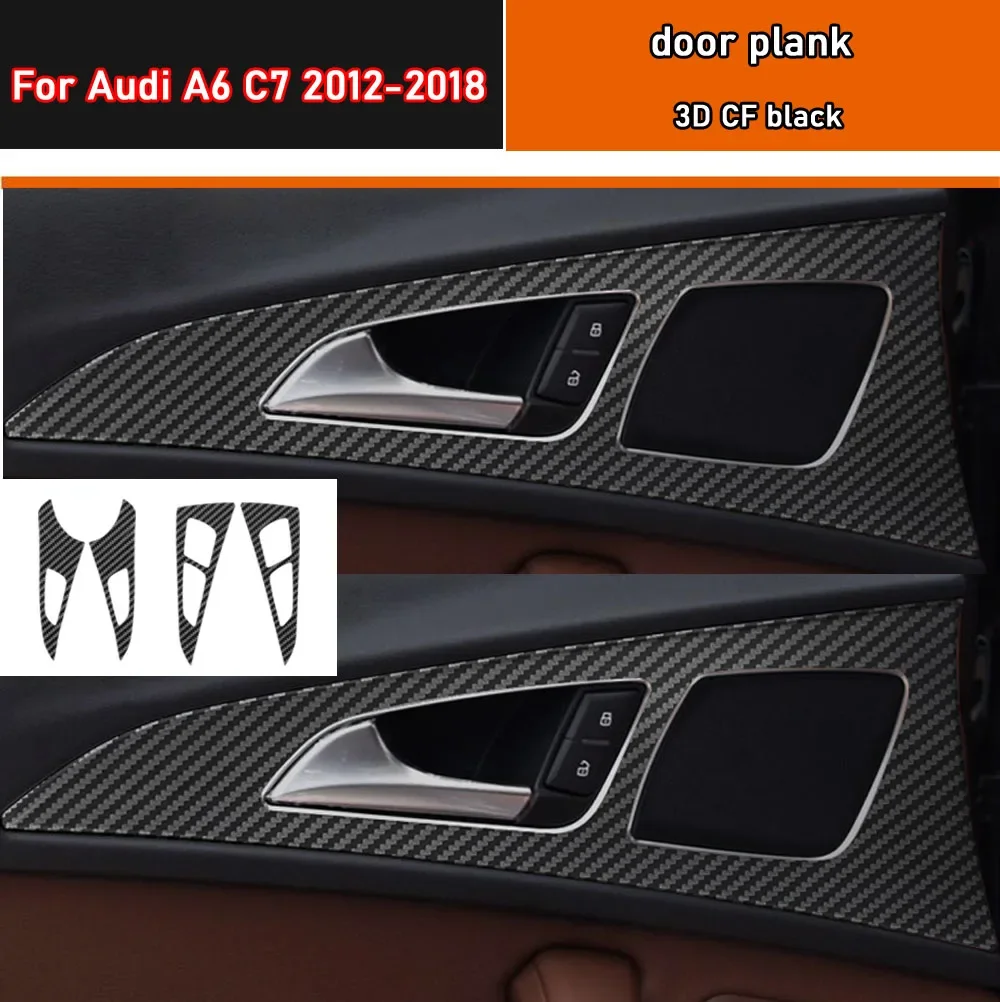 Car Styling Black Carbon Decal Car Door Plank Panel Cover Trim Sticker 4 Pcs/Set For Audi A6 C7 2012-2018