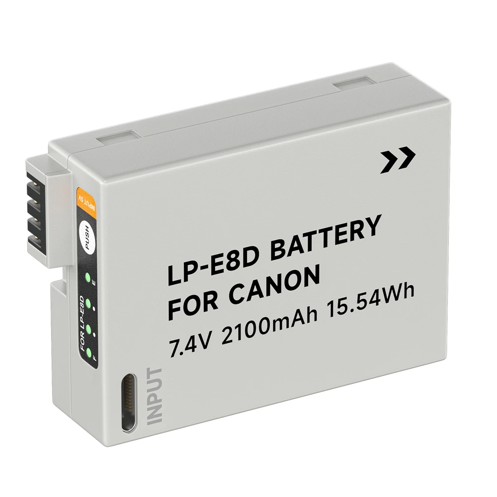 LP-E8 wyświetlacz LED 2100mAh do ładowania typu C LPE8 LP E8 akumulator do aparatów Canon EOS 550D 600D 650D 700D X4 X5 X6i X7i T2i T3i T4i T5i