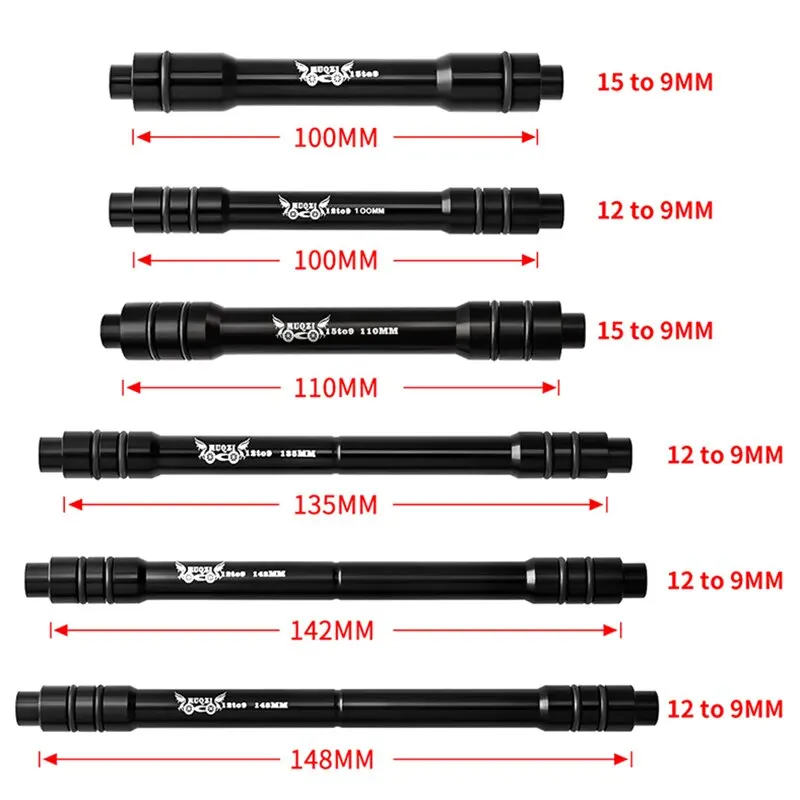 15 To 9 100mm MUQZI Thru Axle Adapter 12 to 9mm 100/142mm Thru Axle To Quick Release For MTB Road Bike Wheel Bicycle Accessories