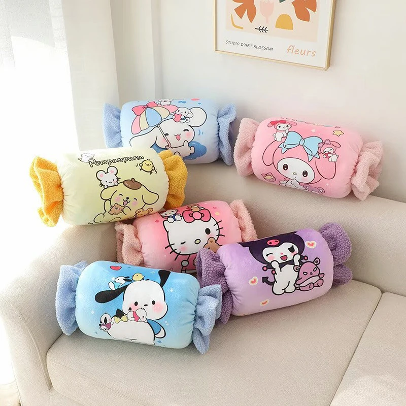 

Kawaii Hellokittys Kuromi Pochacco Candy Warm Hand Pillow Cushion Cute Soft Stuffed Animals Toy Sofa Office Decorations Gifts