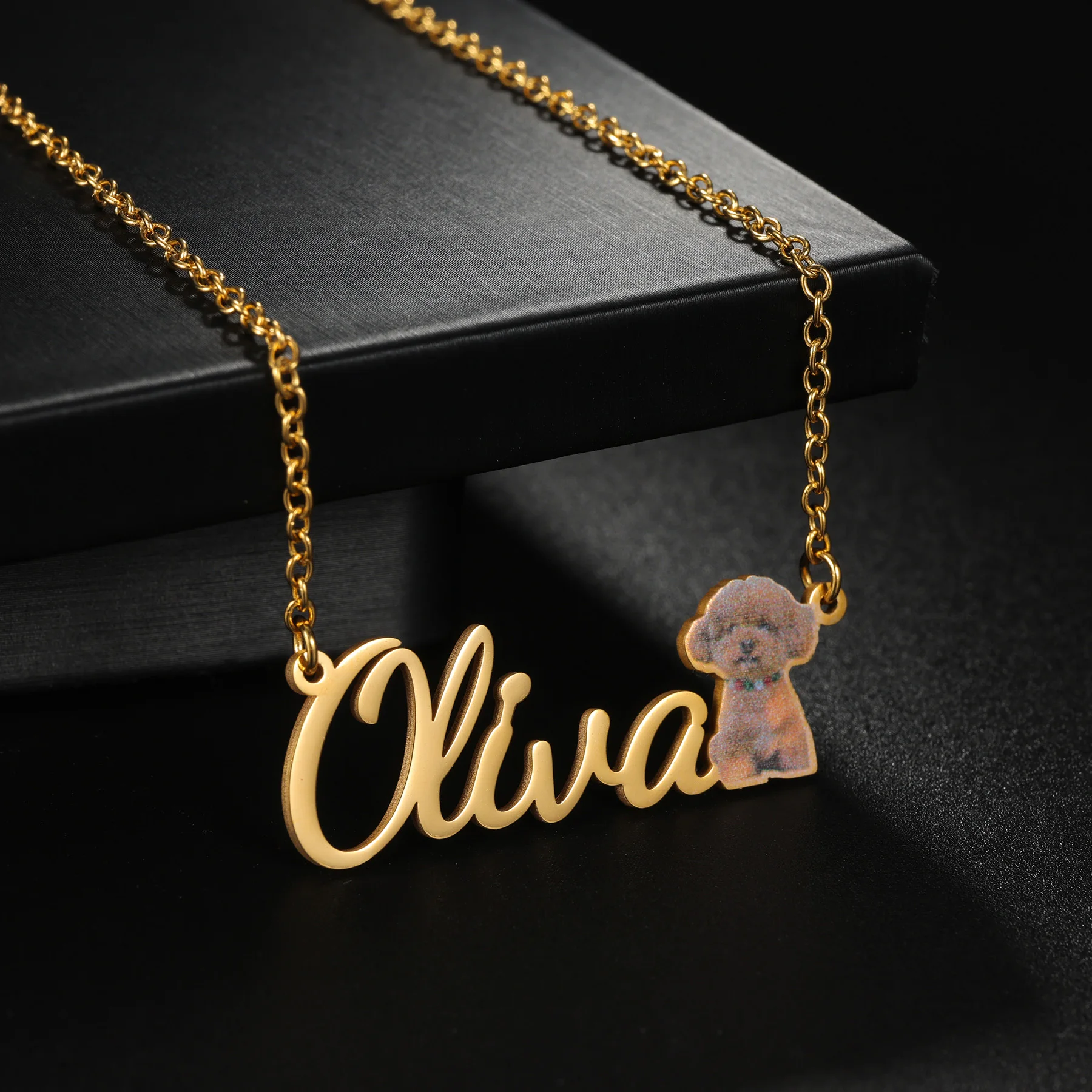 

Custom Name Photo Necklaces Letters Stainless Steel Pendant UV Printing Colorful Picture Pendant for Women Jewelry Family Gifts