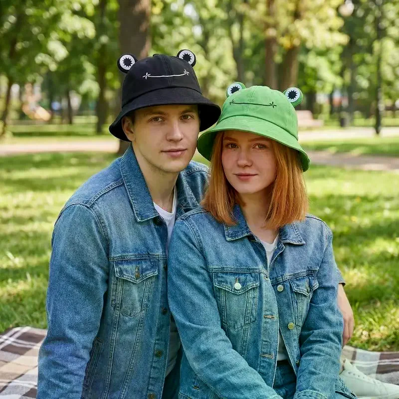 Women Outdoor Frog Bucket Hat Cute Summer Sunhat Wide Brim Fashion Fishing Cap For Beach Travel