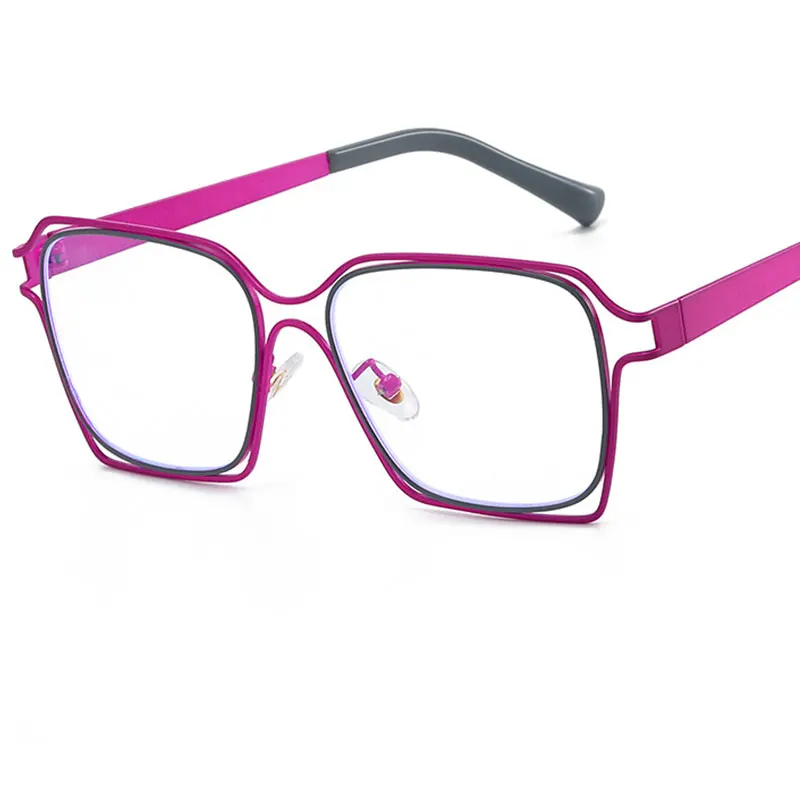 Modne Kwadratowe Okulary Korekcyjne dla Krótkowidzów, Soczewki Optyczne, Damskie Vintage Okulary z Przezroczystymi Szkłami, Metalowe Oprawki, Męskie Okulary na Zamówienie z Korekcją Wzroku — 2