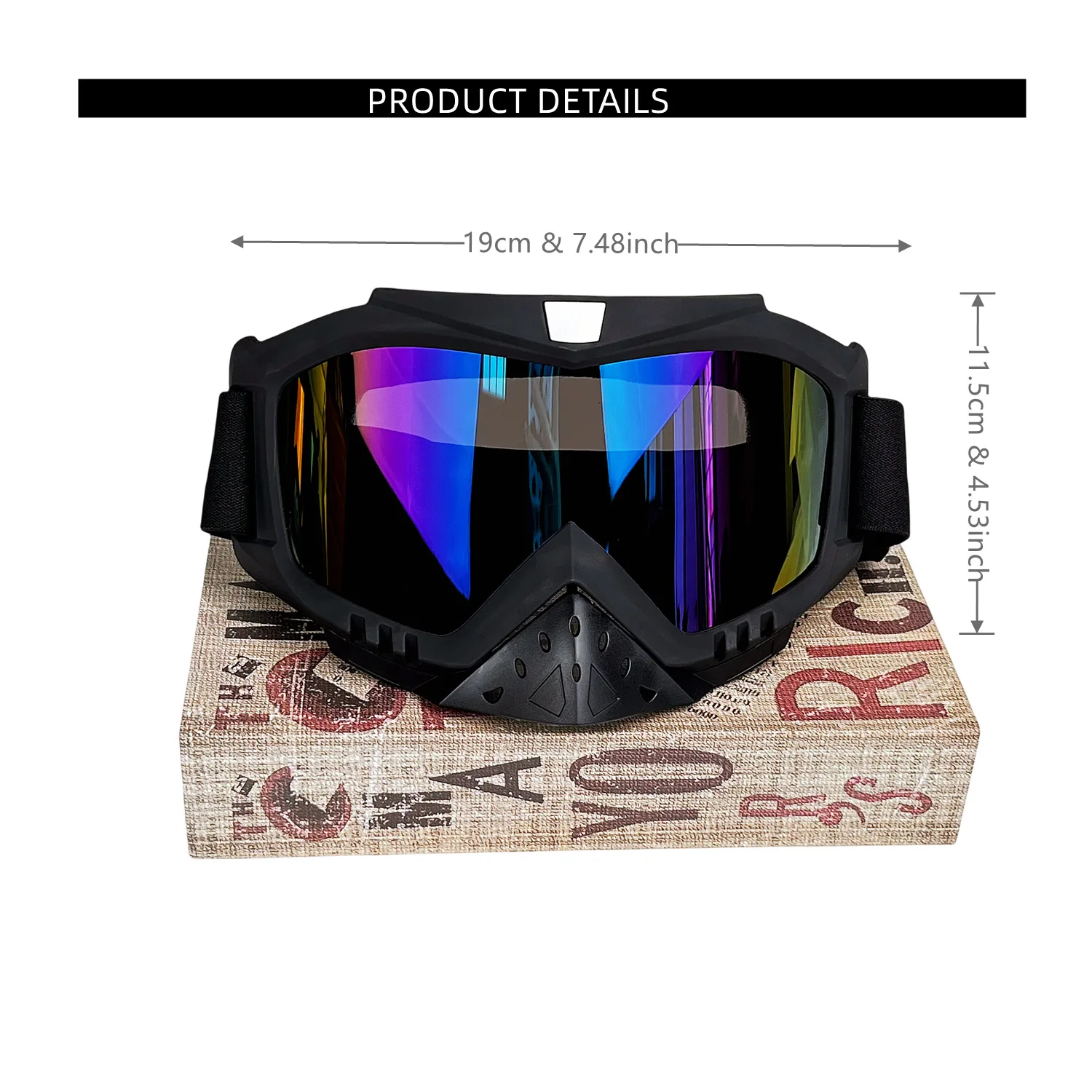 Off Road Ski Motorcycle Goggles Ventilated Wind Sand Proof Wind Dust Proof Goggles for Outdoor Riding Sports