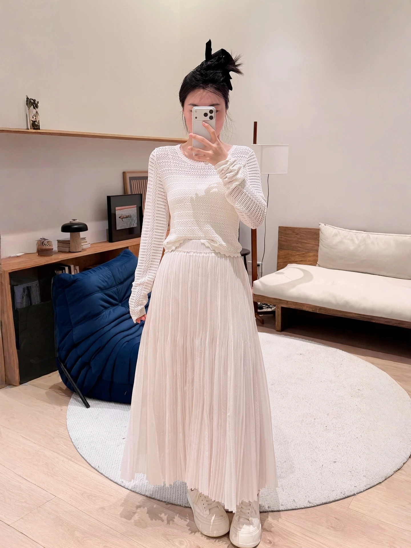 

Женский вязаный топ PM Wang Na Na Gentle Wind с длинными рукавами, свободного кроя, с вырезами, дышащий, модный, для повседневной носки и свиданий