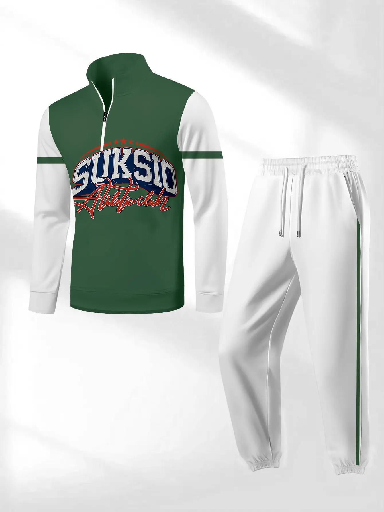 Conjunto de 2 piezas, conjunto deportivo de manga larga y pantalones largos a la moda para hombres europeos y americanos