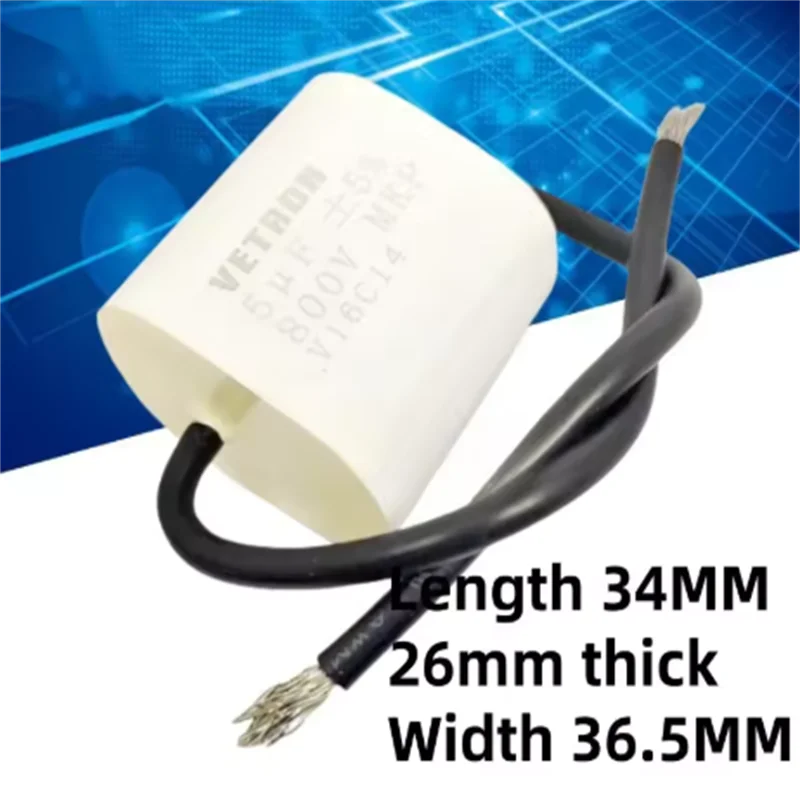 2PCS 800V 5UF MKP 5UF 800V 800V 505 non-polar film capacitor with wire VETRON