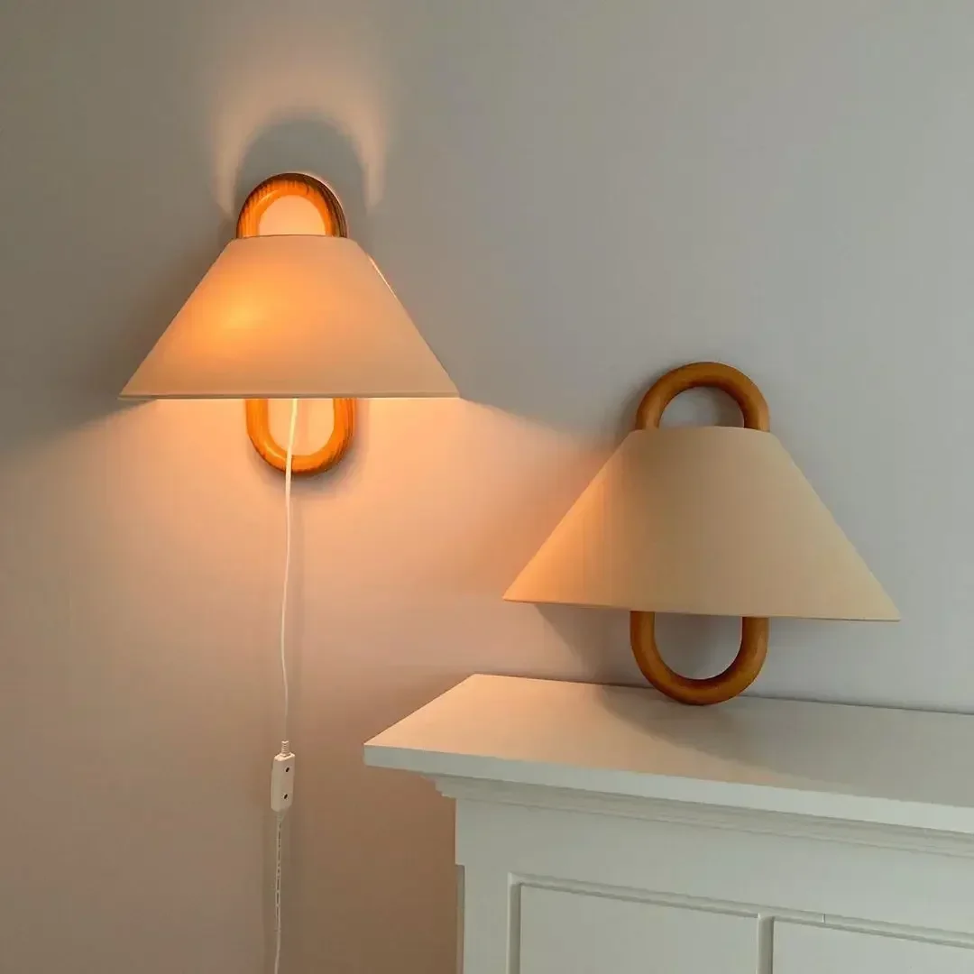 

Wabi-sabi-Lámpara de tela Original haya luz de pared madera maciza para dormitorio mesita noche ambienteторшерторшер напольный