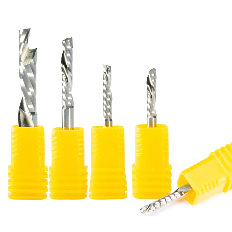 

1PC 3.175/4/5/6/8mm UP & DOWN Cut One Flutes Spiral Milling Tool Cutter CNC Router Compression Wood PVC Acrylic End Mill