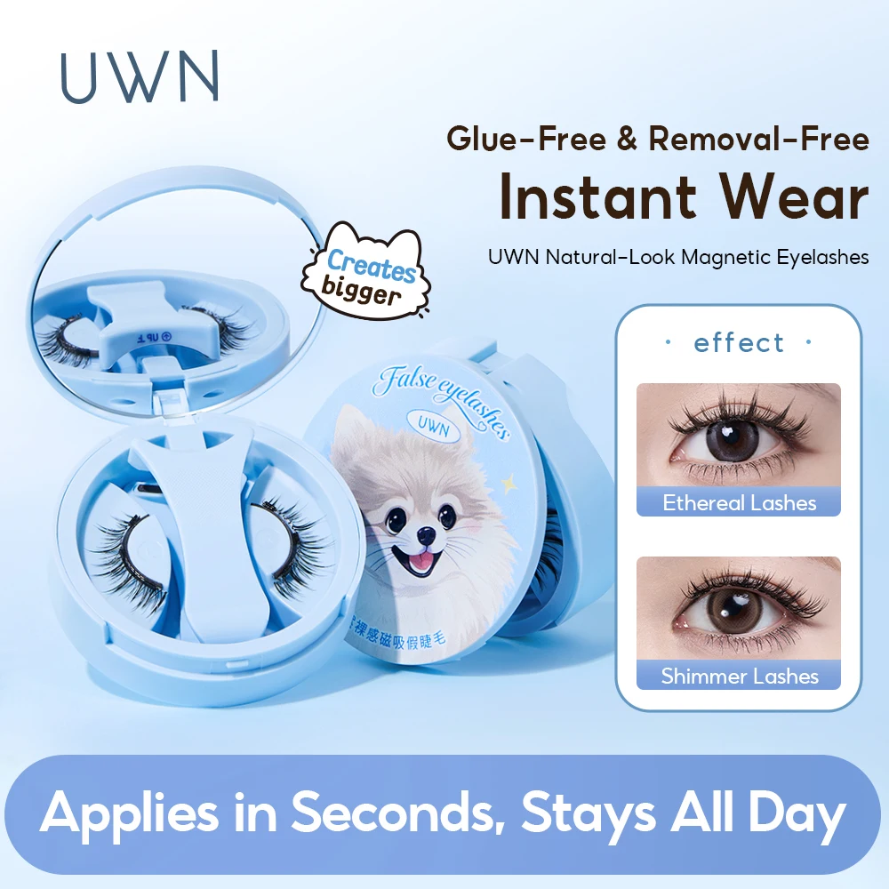 Magnetic False Eyelashes 1 Pair Reusable Natural Thick Upper Eyelashes with Magnetic Tweezers for Easy Clip-on Application