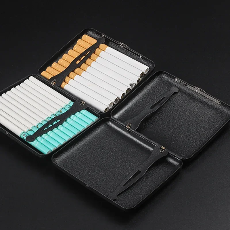 

Boutique Case Box Container for Smoking Ultra-thin 18-Sticks Cigarette Metal Frosted Black Cases Pocket Gift for Smoker