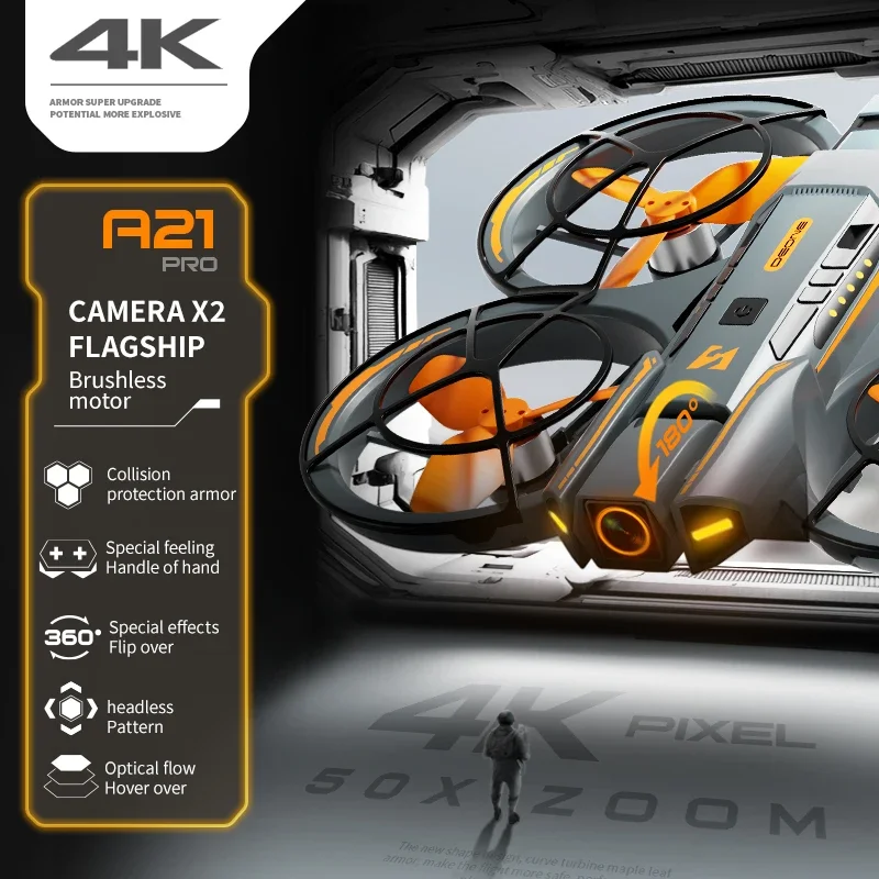 KBDFA A21 Pro Drone Professional 4K Aerial Avoiding Obstacle Drone FPV Remote Control Brushless Mecha Design Optical Flow Drone