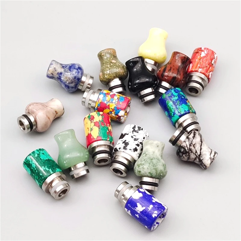 1Piece 510 Drip Tip Stainless Steel Resin Imitation Jade Turquoise Mouthpiece