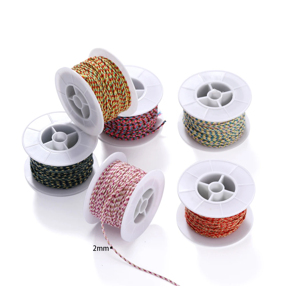 25Meters/Roll 2.0mm Gold Line Cotton Cord Rope Chinese Knot Macrame Bracelet Cord Rope For DIY Jewelry Making