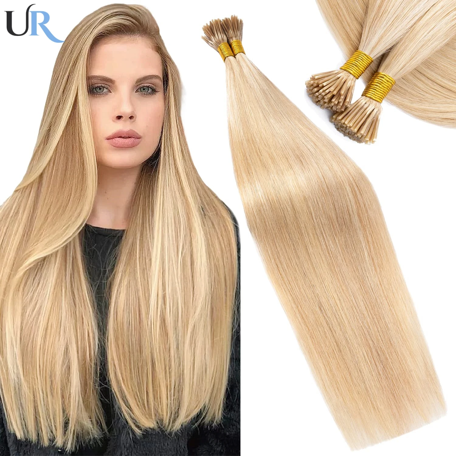 I Tip Human Hair Extensions Remy Hair 1.2cm Keratin Natural Hair Extension Nail Bond Capsule Straight Hair 50/100 Strands