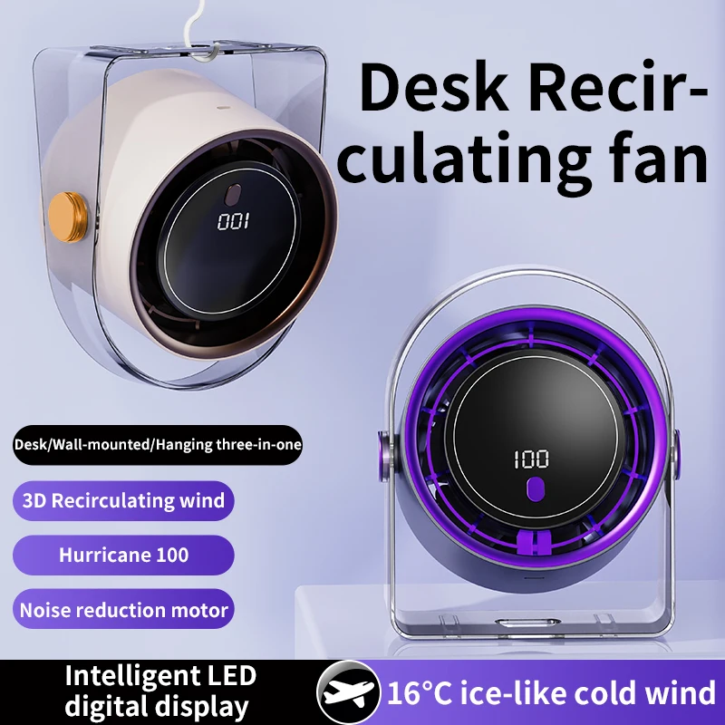 

Portable Smart Electric Fan 100-speed Usb Small Fan Mini Office Dormitory Desktop Air Cooler Ceiling Fan Wall-mounted Air Cooler