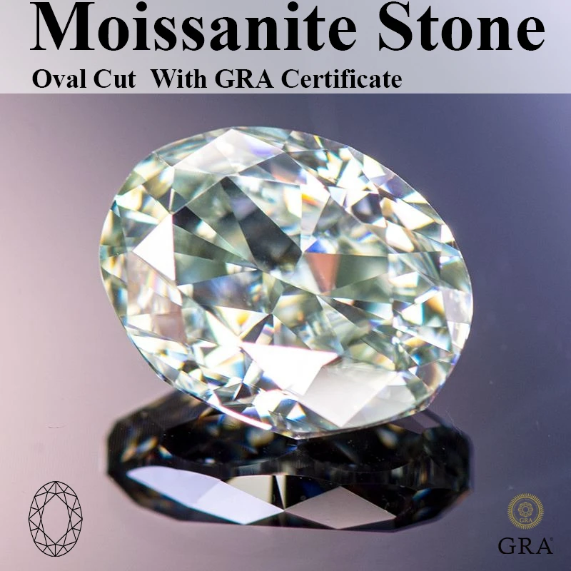 

Moissanite Stone Natural Gray Yellow Oval Cut Gemstones For Charms Jewelry Making Material With Certificate