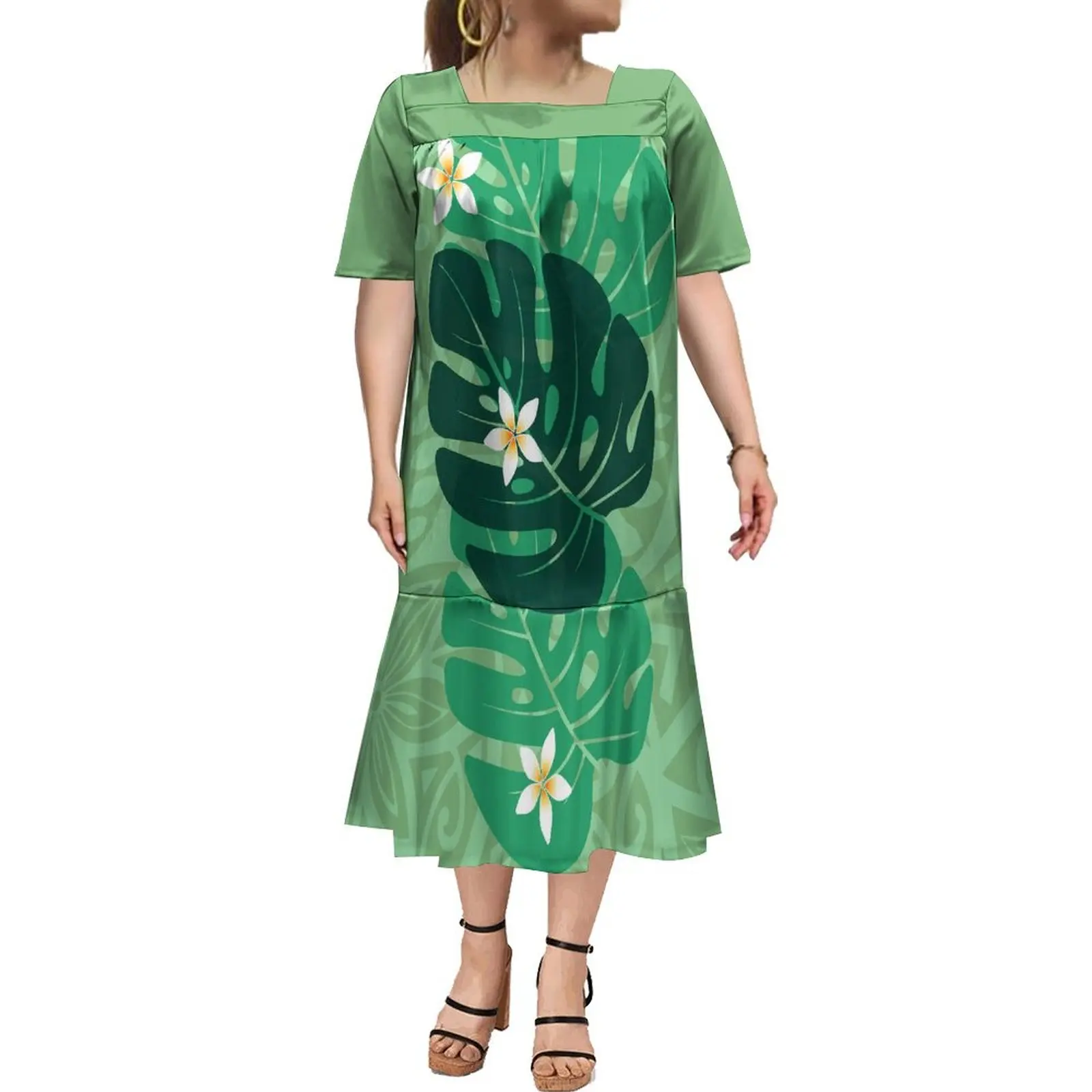 

2024 Fashion Mumu Women'S Dress High Quality Short Sleeve Fishtail Dress Micronesian Tribal Design Dress