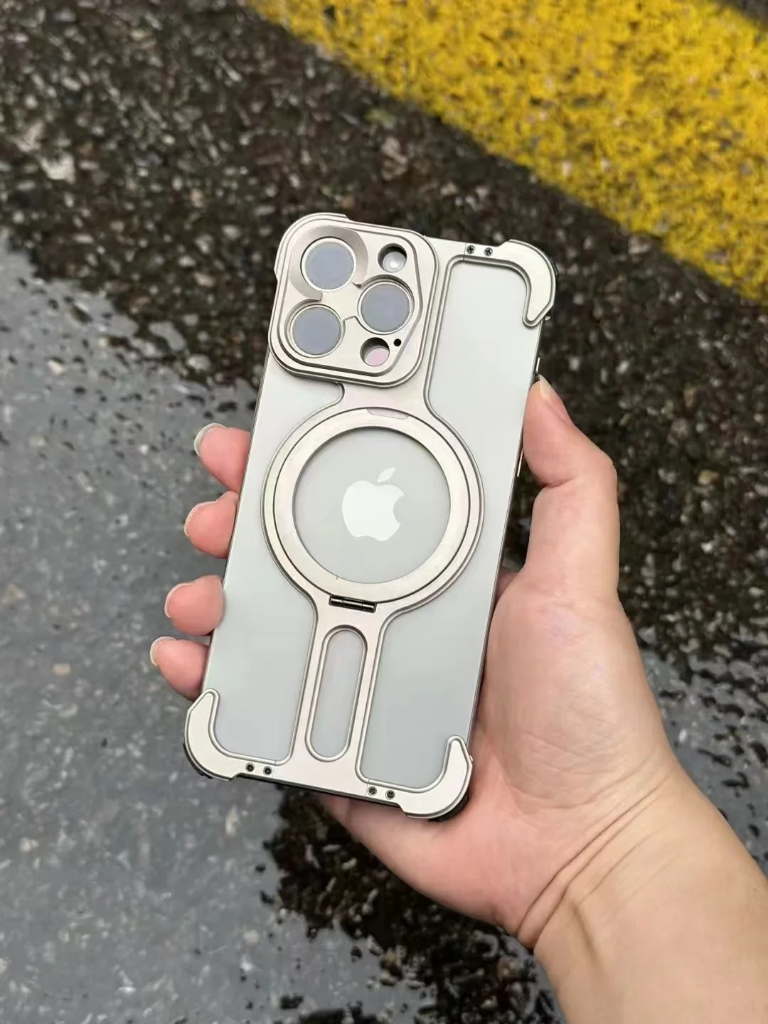 Capa protetora de celular sem fio magnética, caixa de metal, kit de lentes para iPhone 15Pro, 15Pro Max, 17mm