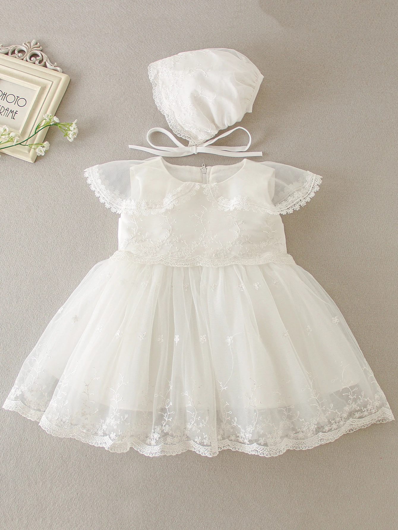 Baby Girl New Design Baptismal Dress Embroidered Lace Dress Formal Wedding Flower Girl Birthday Party Dress
