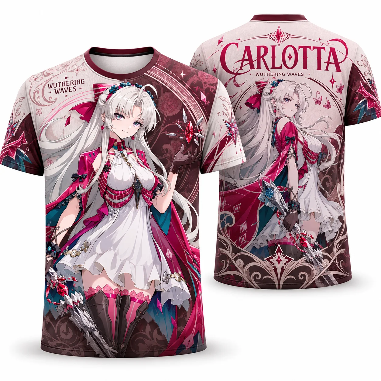 Wuthering Waves WW Cheap Graphic T-Shirt BRANT  ROCCIA CARLOTTA CAMELLYA All Over Print Anime Jersey, Breathable Quick Dry Tee