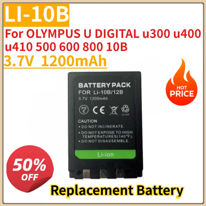 

New 3.7V 1200mAh LI-10B Camera battery for OLYMPUS U DIGITAL u300 u400 u410 500 600 800 10B Replacement Battery