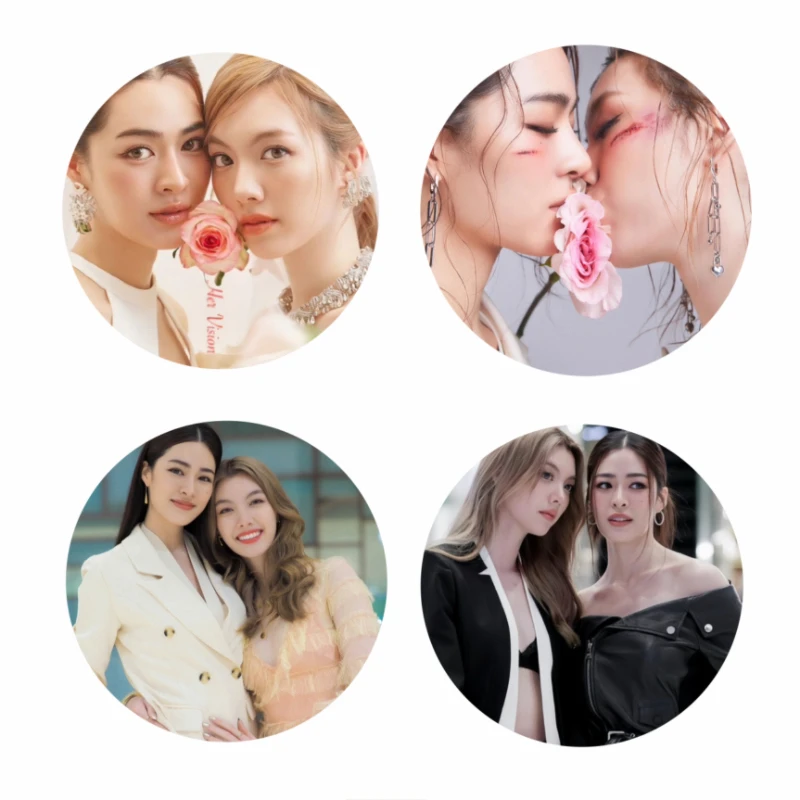 4PC/SET Lingorm Lingling Kwong Ormkornnaphat Thai TV The Secret of Us Drama Stills Picture Badge Bang Brooch Bag Decor Pins