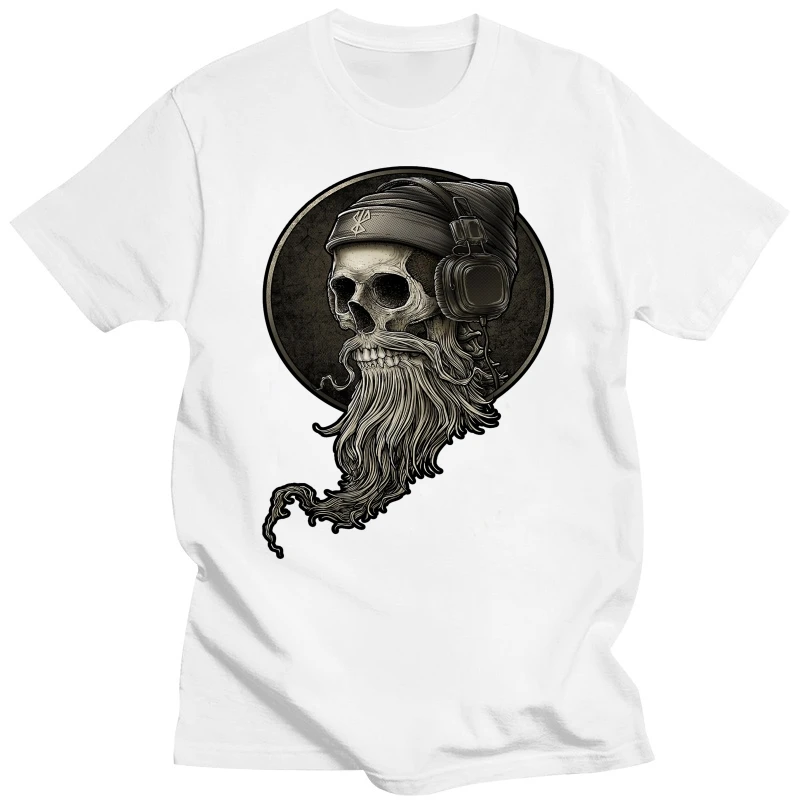 Winya No. 99 T Shirt skull beard moustache hipster man old man headphone popular culture two tone