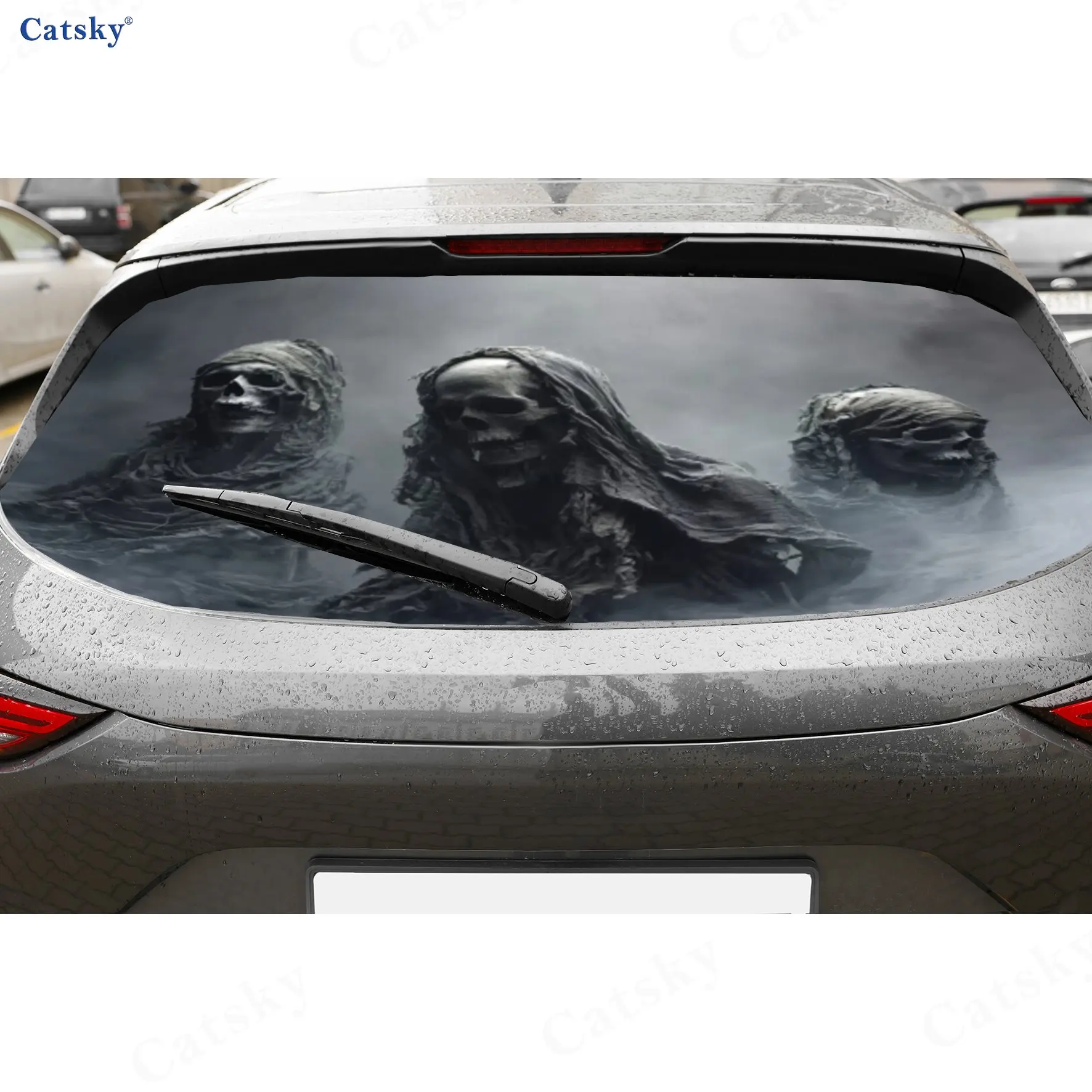 

The withered corpse and ghost in the fog PVC material self-adhesive waterproof car rear window sticker, easy to paste without fa