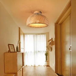 Natural Bamboo Ceiling Light E27 handmade knitting Home Creative Lighting Chinese Zen Room Aisle Decorative Cage Light Fixtures