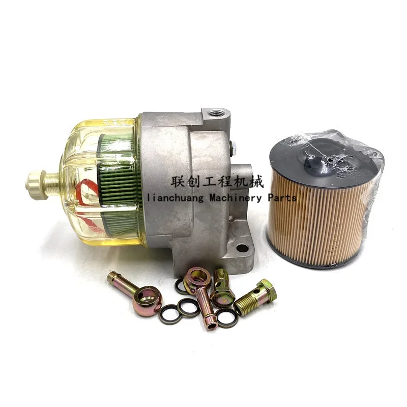 For Kobelco SK75-8 Oil and water separator assembly Oil cup Oil-water paper firewood Diesel filter excavator Parts