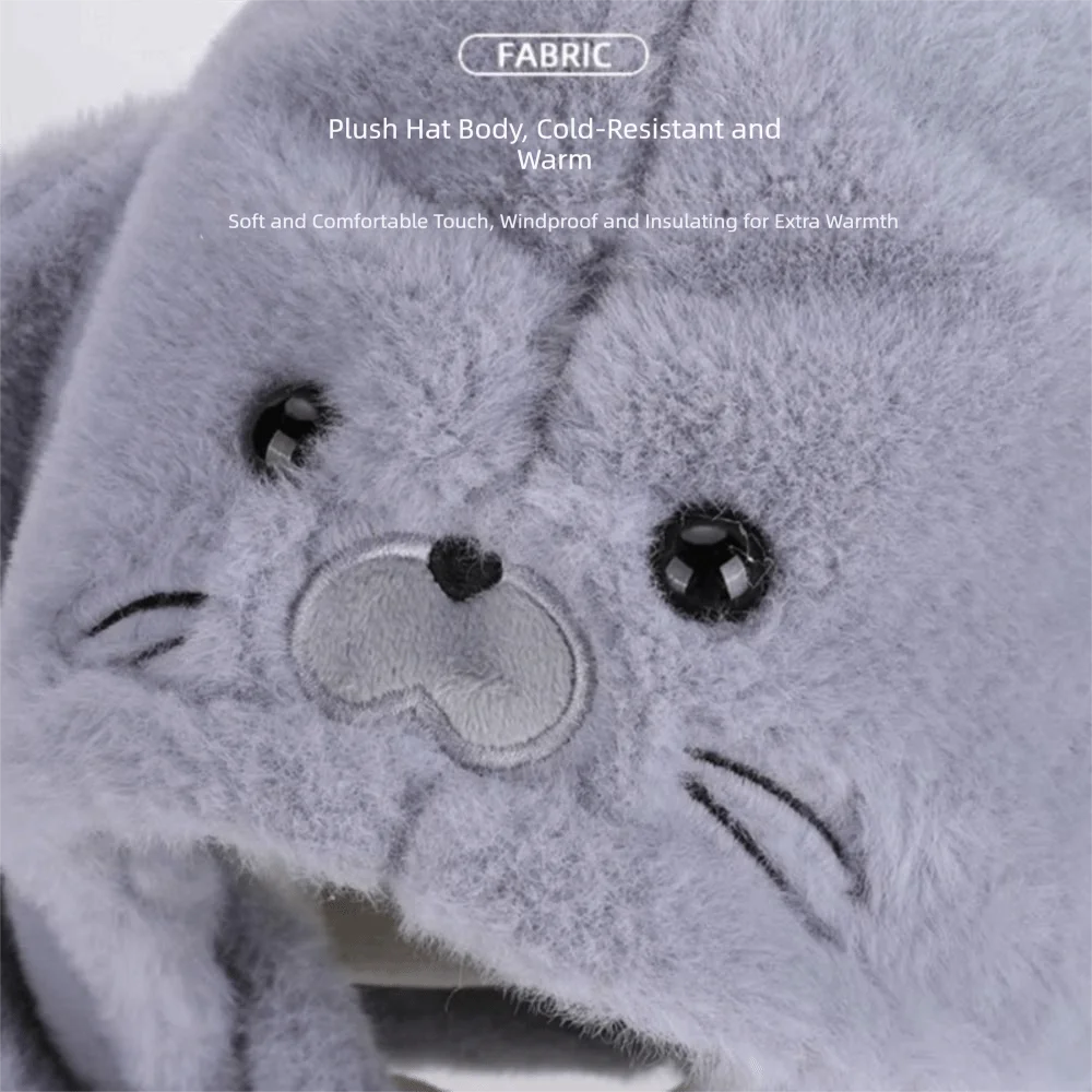 Niedlicher Fleece-Schal mit Kapuze, 3-in-1-Design, niedliche Maske, Pullover-Mütze, warme, weiche Mütze mit Ohrenschutz, Streetwear – Detail 9