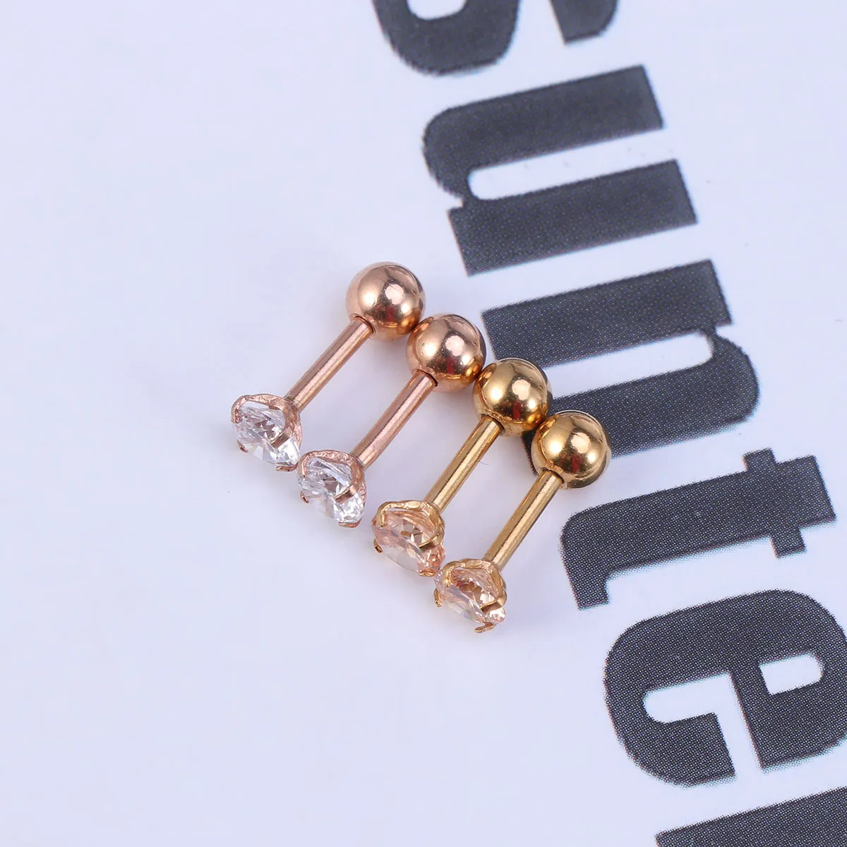 

5 Pairs Zircon Ear Studs 316L Steel Shiny Men Cartilage Piercing Jewelry Earrings Body Accessories