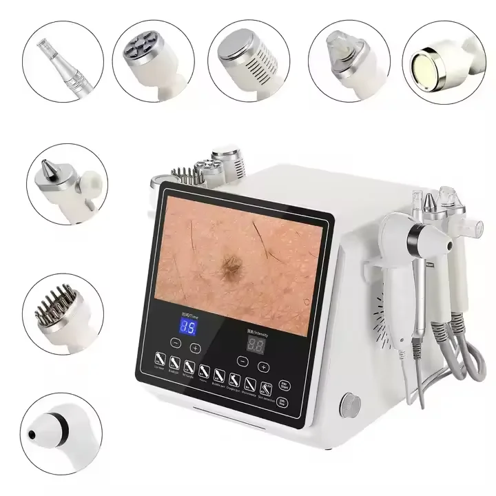 Máquina de microdermoabrasión de diamante de dermoabrasión facial 8 en 1 para limpieza profunda de Estiramiento facial
