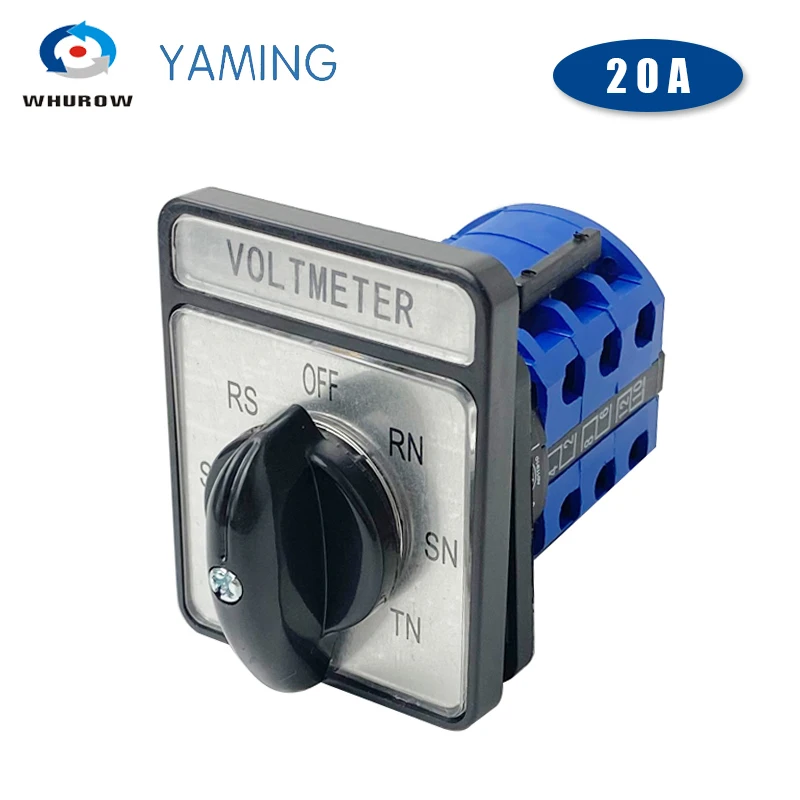 Yaming Electric Voltmeter OFF-RN-SN-TN-TR-ST-RS Three Poles 20A 7 Position Rotary Cam Switch Interruptor LW26-20YH5/3 CA10