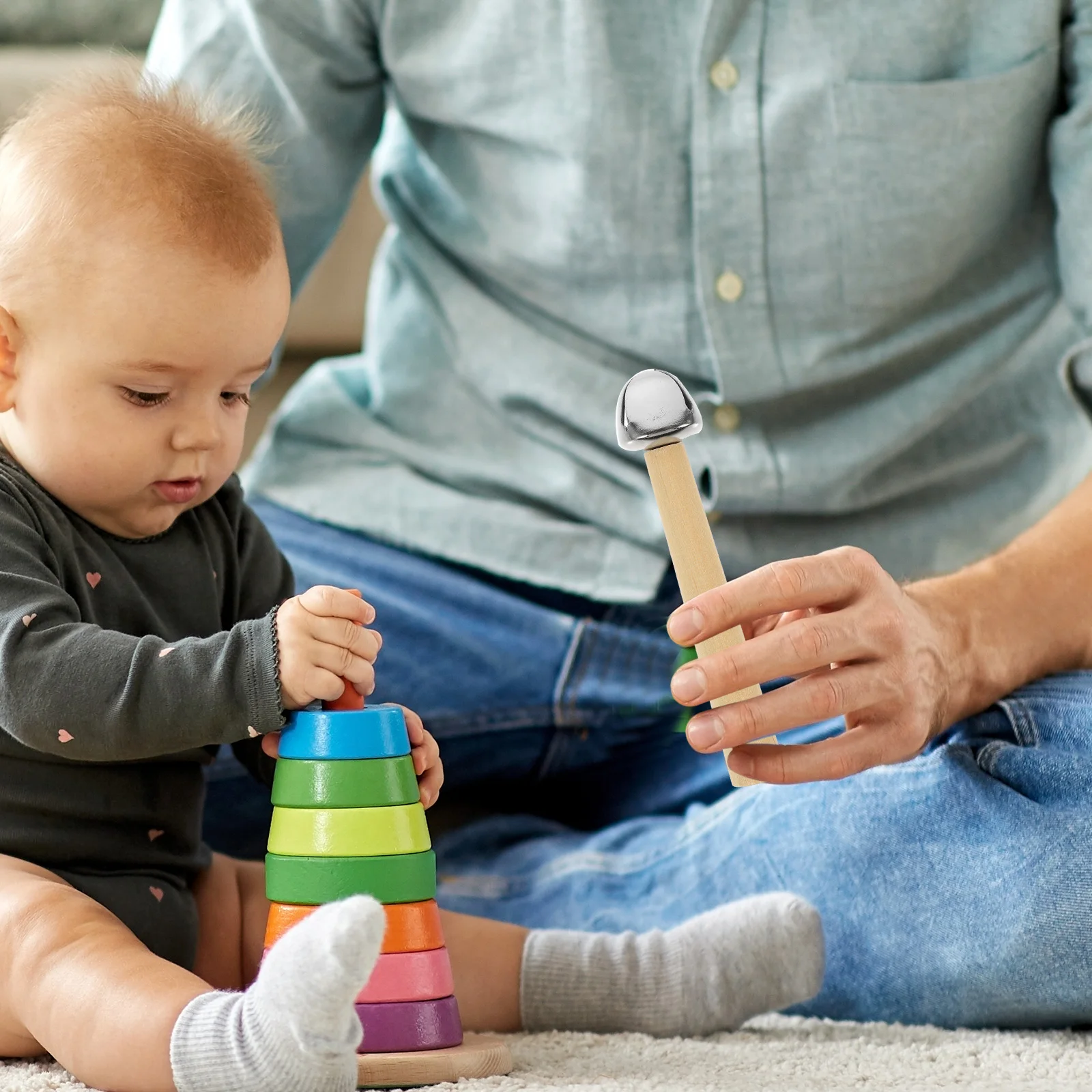 

6 PCS Bell Teaching Aids Music Instrument for Kids Musical Instruments Baby Hand Rattle Toys Children's Preschool Toddler