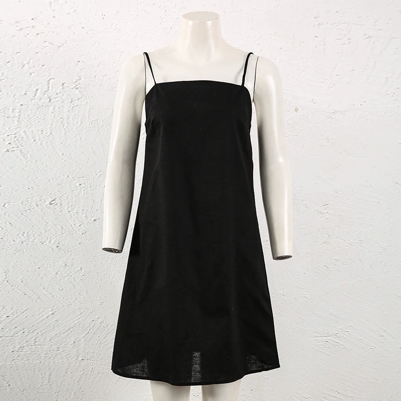 Cotton and Linen Women's Dress Casual Strapless Sleeveless Back Bandage Chic Elegant Party Club Mini Dress Boho Sundress